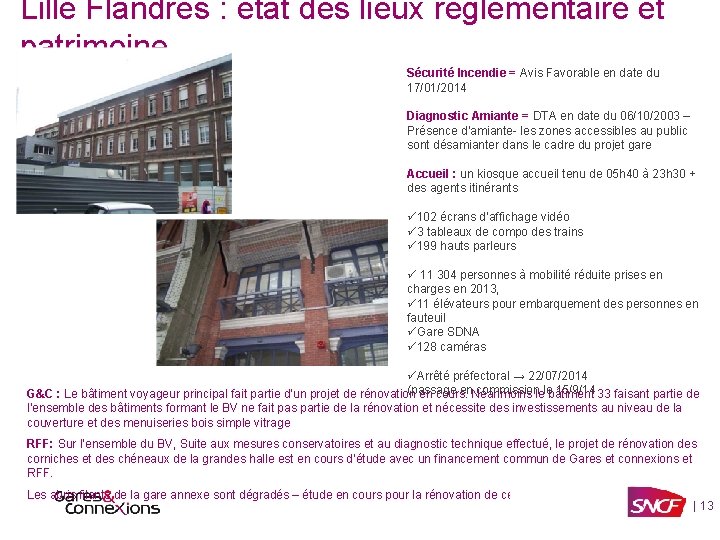 Lille Flandres : état des lieux réglementaire et patrimoine Sécurité Incendie = Avis Favorable