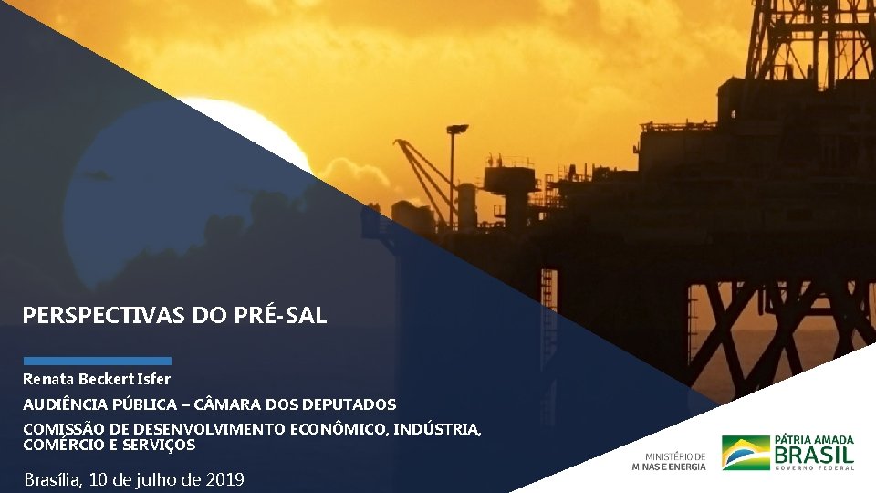 PERSPECTIVAS DO PRÉ-SAL Renata Beckert Isfer AUDIÊNCIA PÚBLICA – C MARA DOS DEPUTADOS COMISSÃO