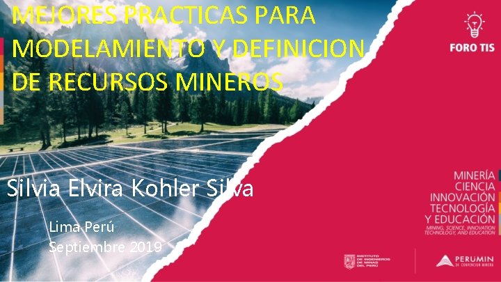 MEJORES PRACTICAS PARA MODELAMIENTO Y DEFINICION DE RECURSOS MINEROS Silvia Elvira Kohler Silva Lima