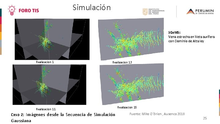  Simulación SGe. MS: Vena estrecha en Veta aurífera con Dominio de Alta ley