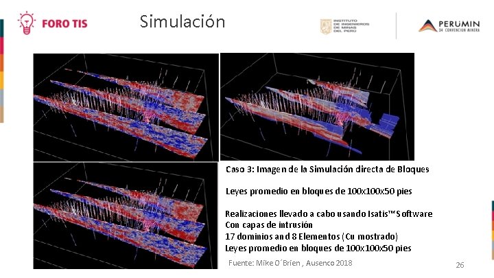 Simulación Caso 3: Imagen de la Simulación directa de Bloques Leyes promedio en bloques