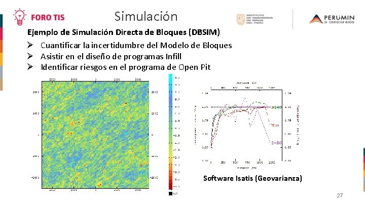  Simulación Ejemplo de Simulación Directa de Bloques (DBSIM) Cuantificar la incertidumbre del Modelo