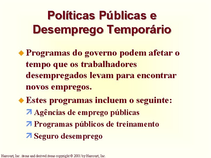 Políticas Públicas e Desemprego Temporário u Programas do governo podem afetar o tempo que