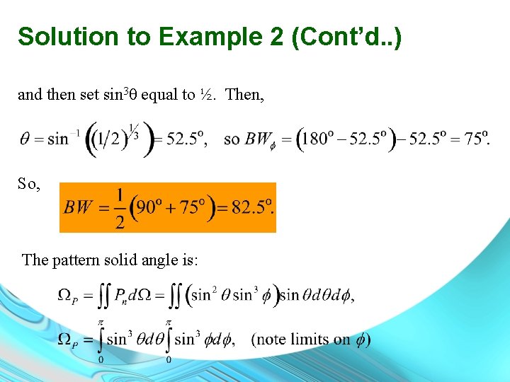 Solution to Example 2 (Cont’d. . ) and then set sin 3θ equal to