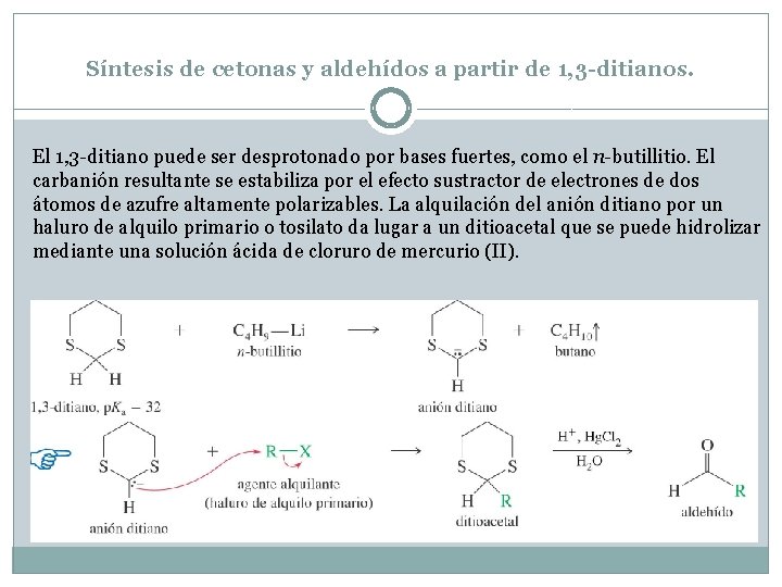 Síntesis de cetonas y aldehídos a partir de 1, 3 -ditianos. El 1, 3