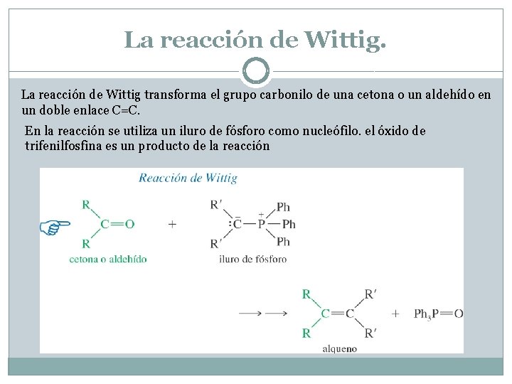La reacción de Wittig transforma el grupo carbonilo de una cetona o un aldehído