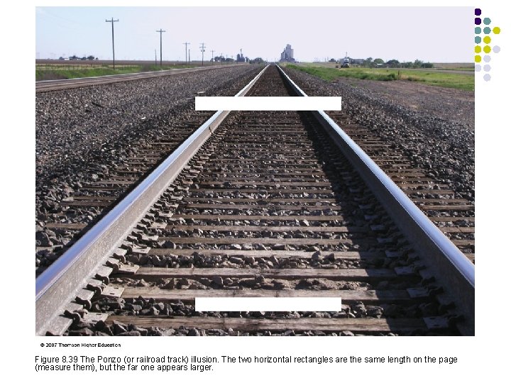 Figure 8. 39 The Ponzo (or railroad track) illusion. The two horizontal rectangles are