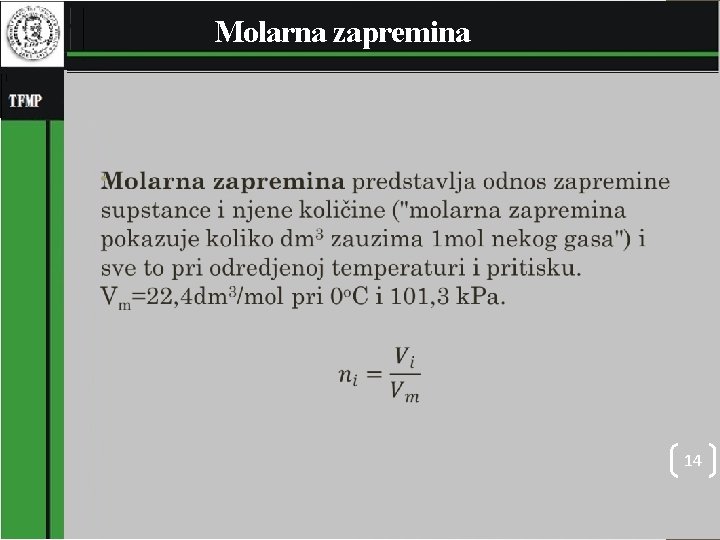  Molarna zapremina • 14 