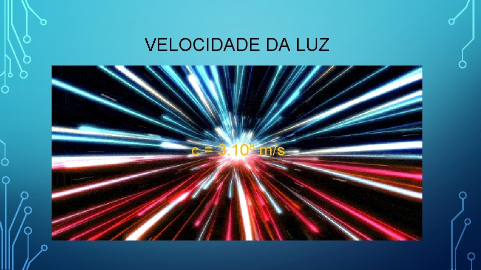 VELOCIDADE DA LUZ c = 3. 108 m/s 