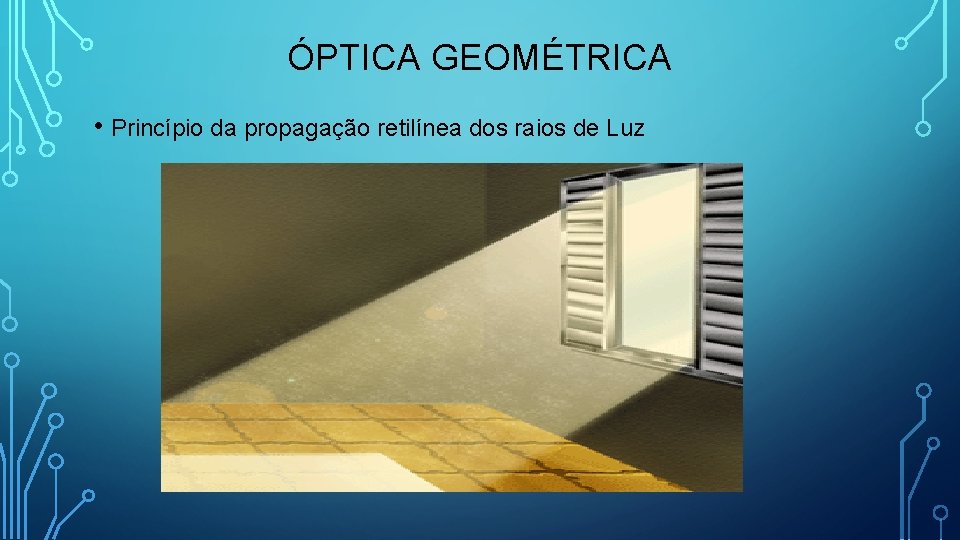 ÓPTICA GEOMÉTRICA • Princípio da propagação retilínea dos raios de Luz 