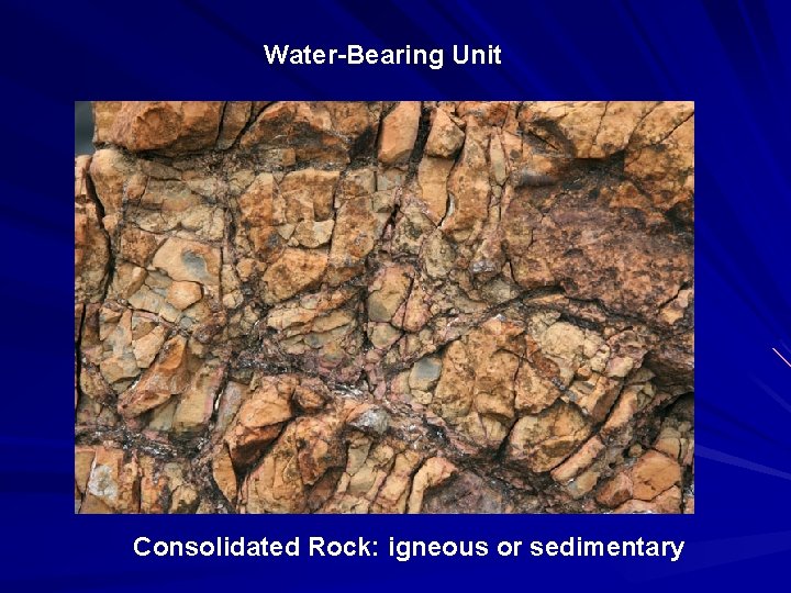 Water-Bearing Unit Consolidated Rock: igneous or sedimentary 