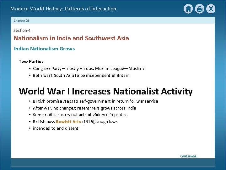 Modern World History: Patterns of Interaction Chapter 14 Section-4 Nationalism in India and Southwest Modern World History: Patterns of Interaction Chapter 14 Section-4 Nationalism in India and Southwest