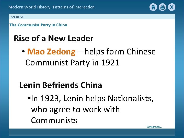 Modern World History: Patterns of Interaction Chapter 14 The Communist Party in China Rise Modern World History: Patterns of Interaction Chapter 14 The Communist Party in China Rise