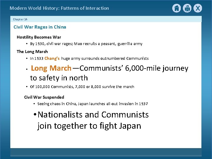 Modern World History: Patterns of Interaction Chapter 14 Civil War Rages in China Hostility Modern World History: Patterns of Interaction Chapter 14 Civil War Rages in China Hostility