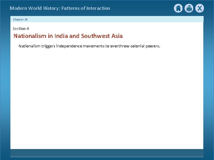 Modern World History: Patterns of Interaction Chapter 14 Section-4 Nationalism in India and Southwest Modern World History: Patterns of Interaction Chapter 14 Section-4 Nationalism in India and Southwest