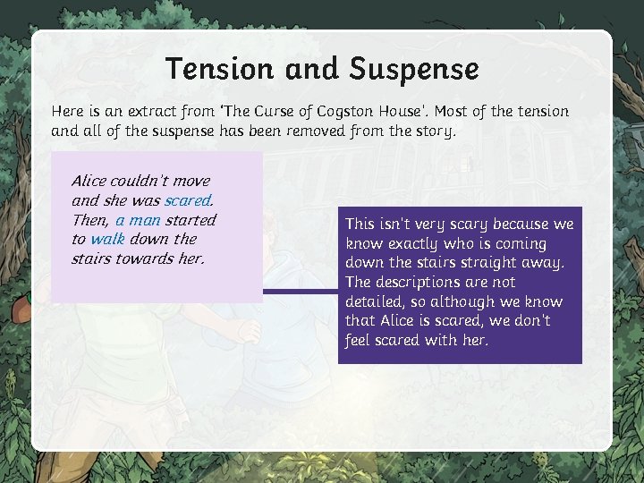 Tension and Suspense Here is an extract from ‘The Curse of Cogston House’. Most