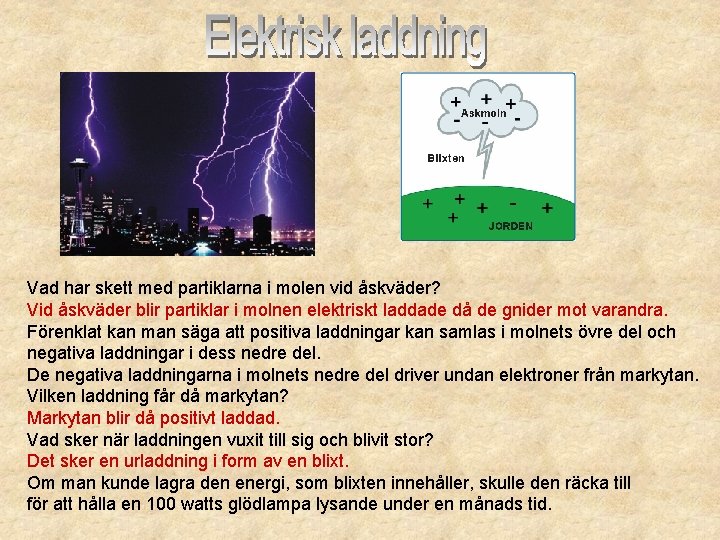 Vad har skett med partiklarna i molen vid åskväder? Vid åskväder blir partiklar i