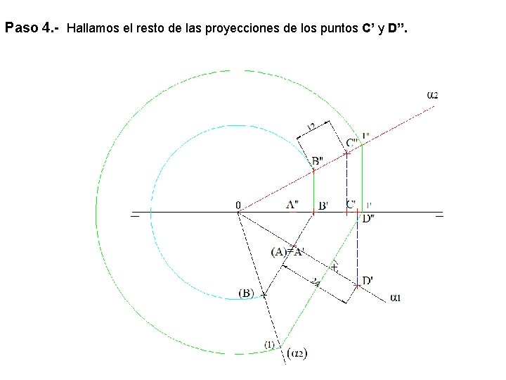 Paso 4. - Hallamos el resto de las proyecciones de los puntos C’ y