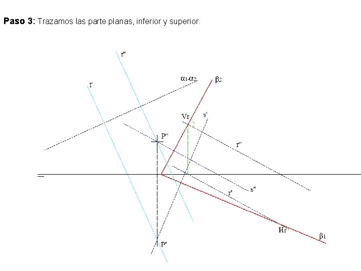 Paso 3: Trazamos las parte planas, inferior y superior. 