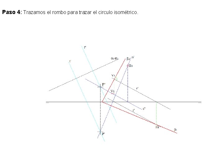 Paso 4: Trazamos el rombo para trazar el circulo isométrico. 