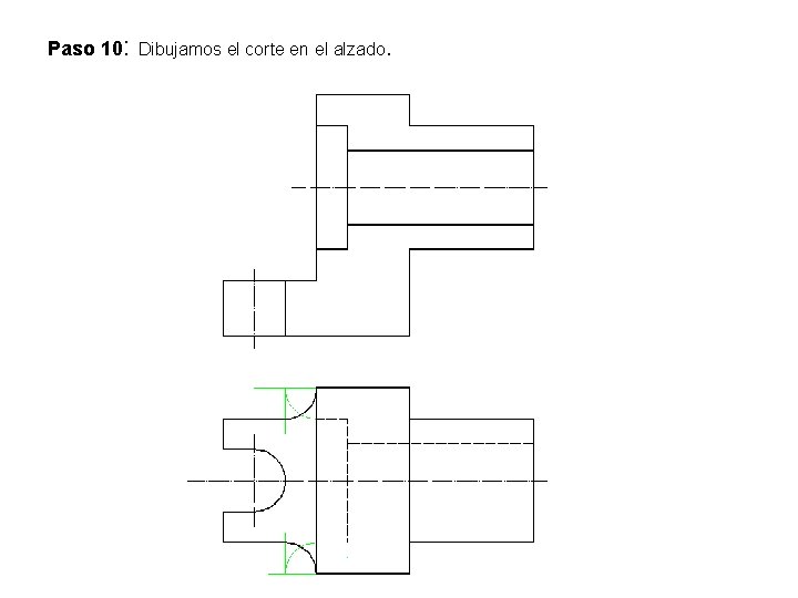 Paso 10: Dibujamos el corte en el alzado. 