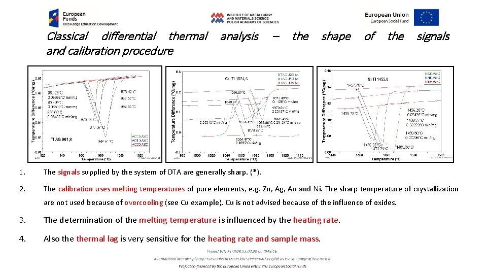 Classical differential thermal and calibration procedure analysis – the shape of the signals 1.