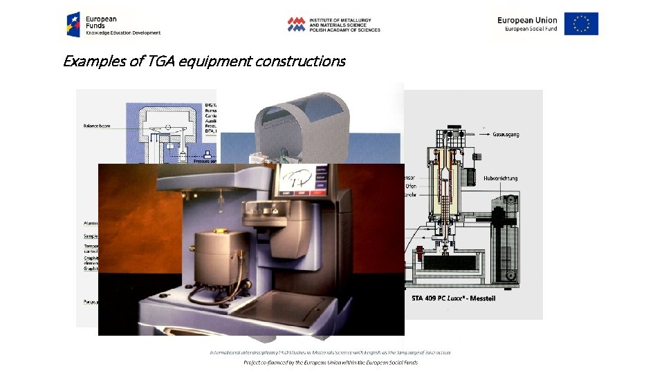 Examples of TGA equipment constructions 