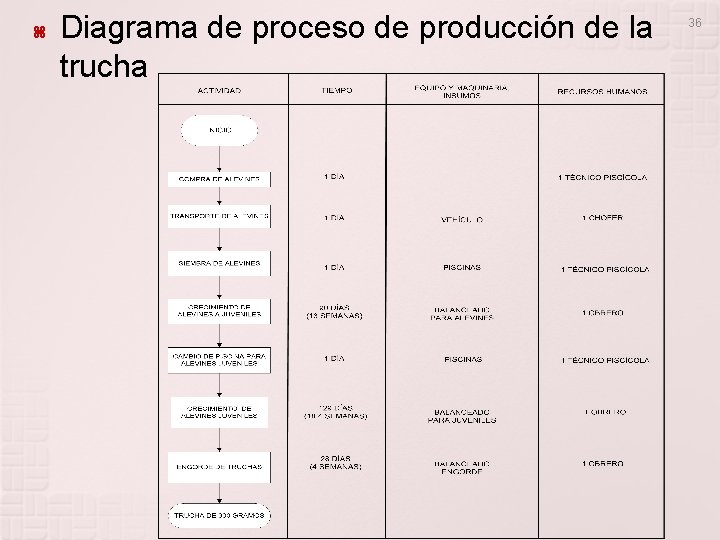  Diagrama de proceso de producción de la trucha 36 