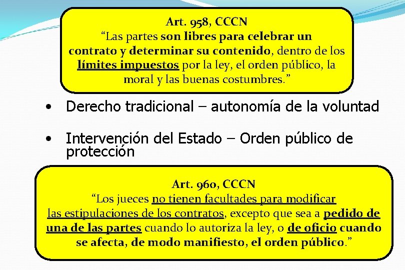 Art. 958, CCCN “Las partes son libres para celebrar un contrato y determinar su