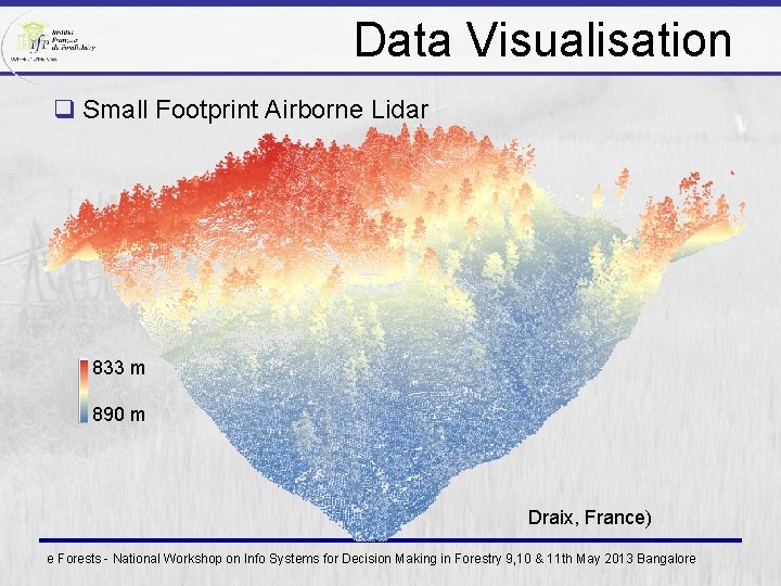 Data Visualisation q Small Footprint Airborne Lidar 833 m 890 m Draix, France) e