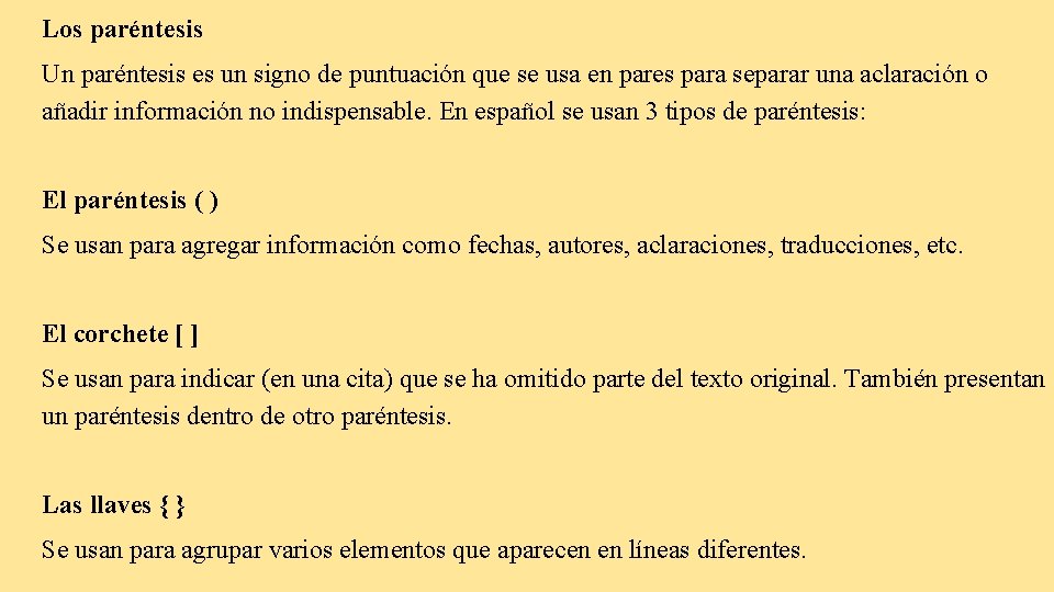 Los paréntesis Un paréntesis es un signo de puntuación que se usa en pares Los paréntesis Un paréntesis es un signo de puntuación que se usa en pares