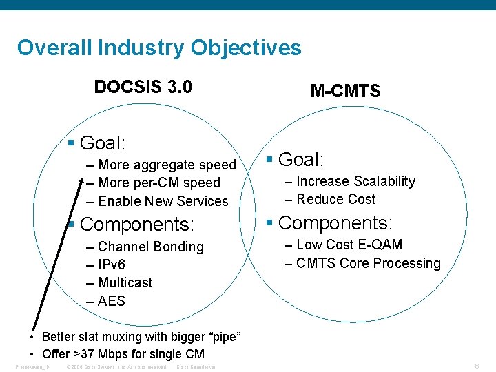 Overall Industry Objectives DOCSIS 3. 0 § Goal: – More aggregate speed – More