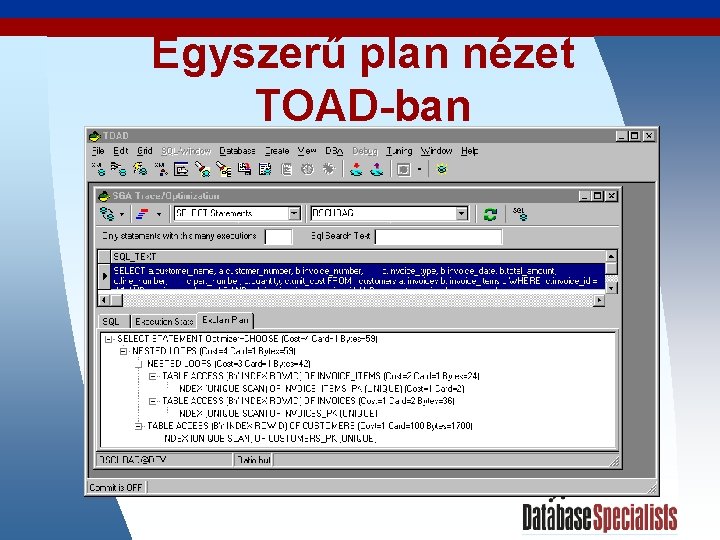 Egyszerű plan nézet TOAD-ban 14 