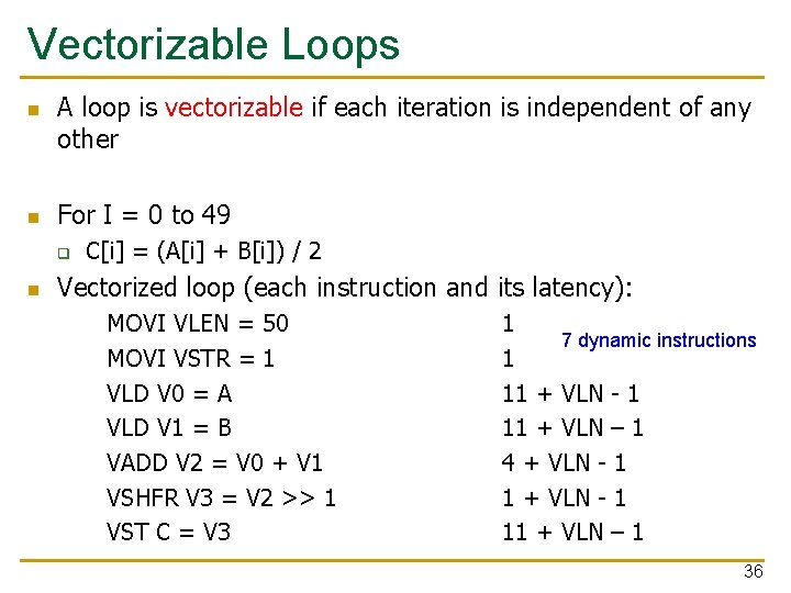 Vectorizable Loops n n A loop is vectorizable if each iteration is independent of