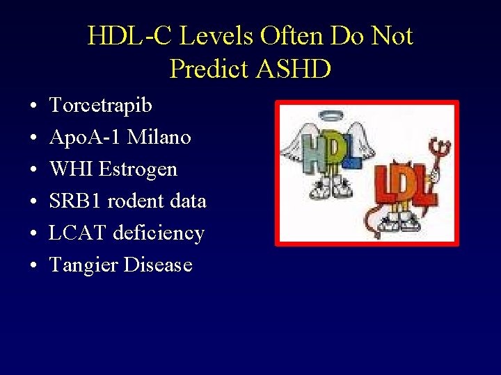 HDL-C Levels Often Do Not Predict ASHD • • • Torcetrapib Apo. A-1 Milano