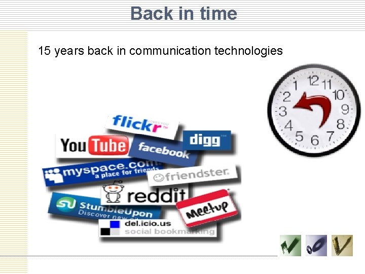 Back in time 15 years back in communication technologies 