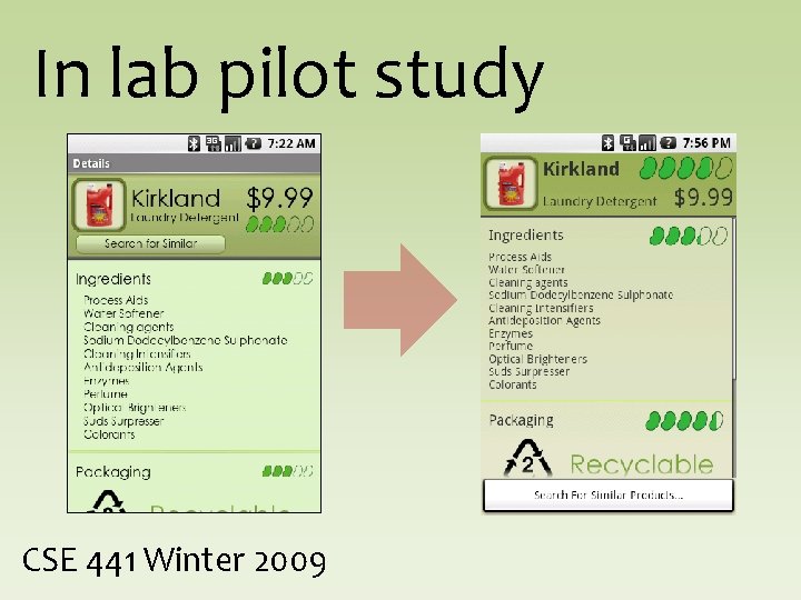 In lab pilot study CSE 441 Winter 2009 