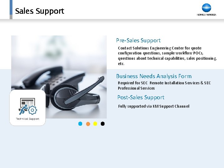 Sales Support Pre-Sales Support Contact Solutions Engineering Center for quote configuration questions, sample workflow