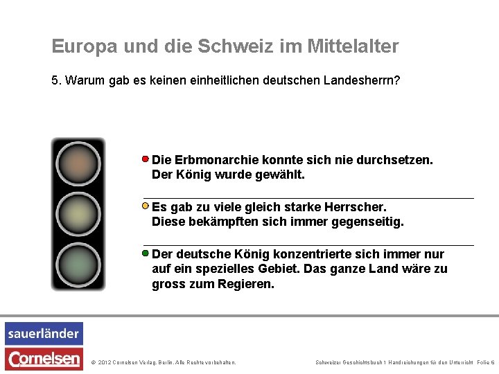 Europa und die Schweiz im Mittelalter 5. Warum gab es keinen einheitlichen deutschen Landesherrn?