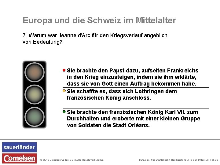 Europa und die Schweiz im Mittelalter 7. Warum war Jeanne d'Arc für den Kriegsverlauf