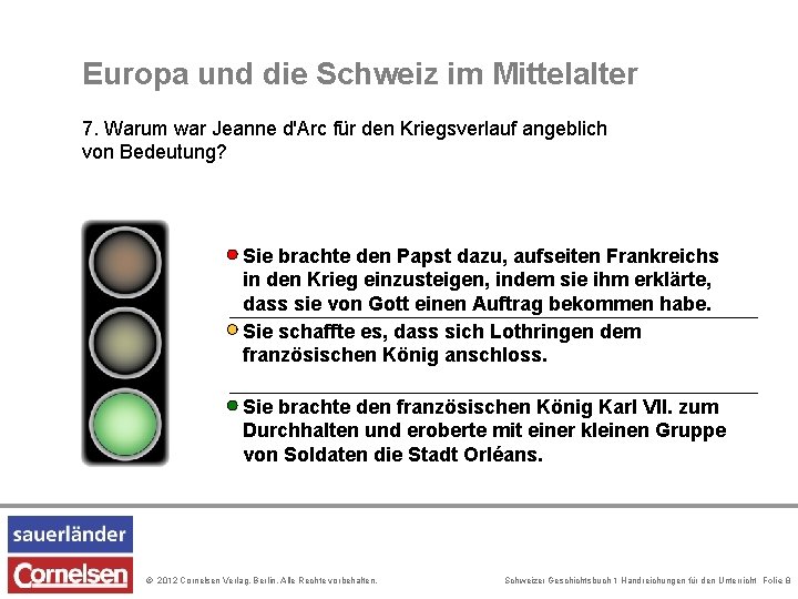 Europa und die Schweiz im Mittelalter 7. Warum war Jeanne d'Arc für den Kriegsverlauf