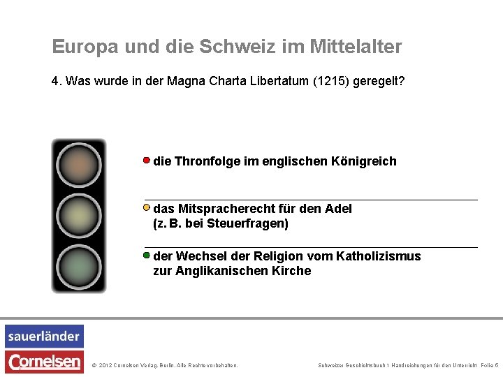 Europa und die Schweiz im Mittelalter 4. Was wurde in der Magna Charta Libertatum