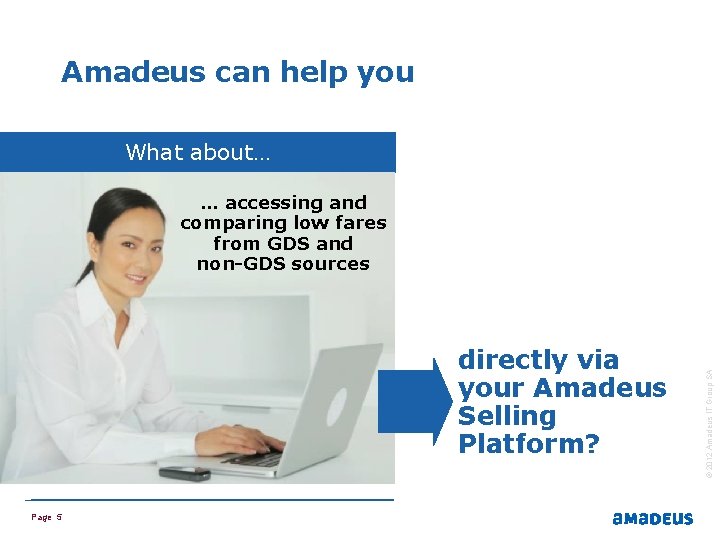 Amadeus can help you What about… directly via your Amadeus Selling Platform? Page 5