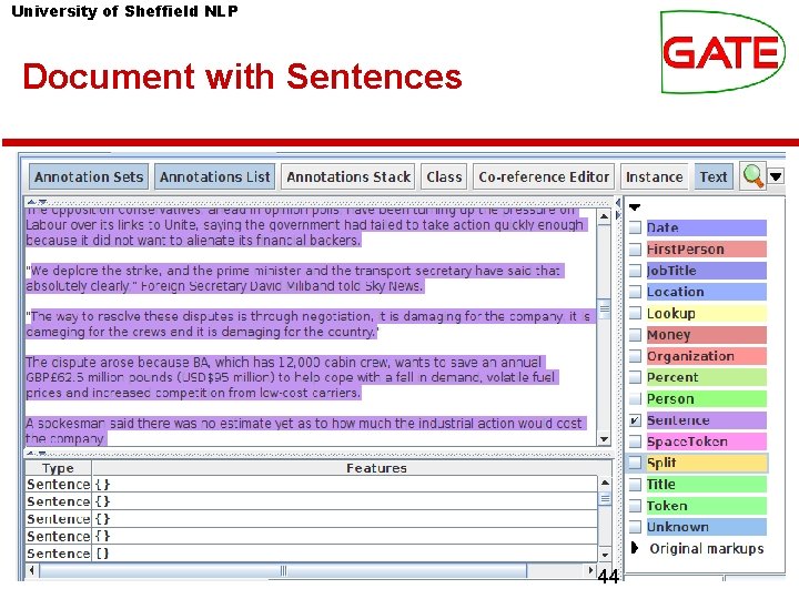 University of Sheffield NLP Document with Sentences 44 