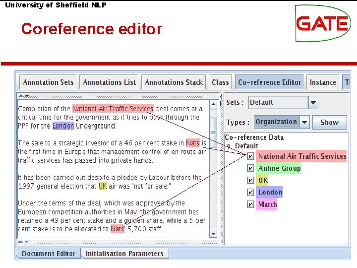 University of Sheffield NLP Coreference editor 