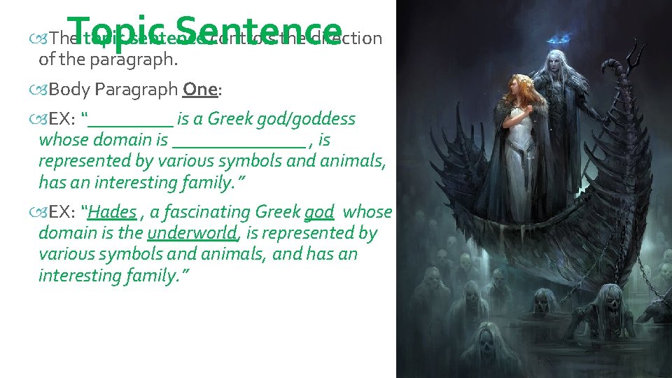 Topic Sentence The topic sentence controls the direction of the paragraph. Body Paragraph One: Topic Sentence The topic sentence controls the direction of the paragraph. Body Paragraph One: