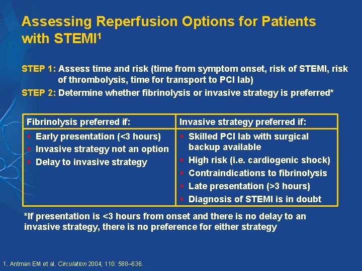 Assessing Reperfusion Options for Patients with STEMI 1 STEP 1: Assess time and risk