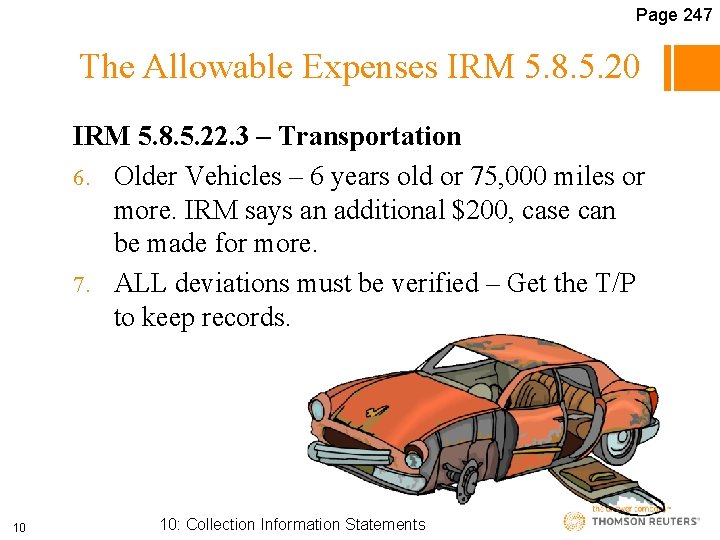 Page 247 The Allowable Expenses IRM 5. 8. 5. 20 IRM 5. 8. 5.