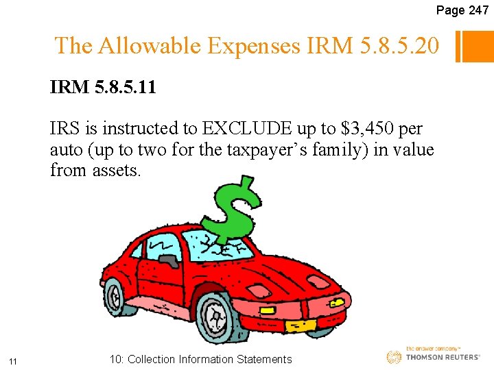 Page 247 The Allowable Expenses IRM 5. 8. 5. 20 IRM 5. 8. 5.