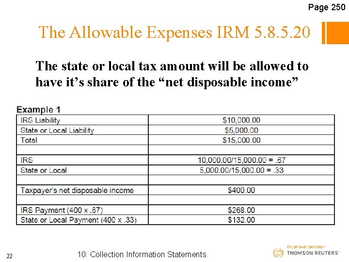 Page 250 The Allowable Expenses IRM 5. 8. 5. 20 The state or local